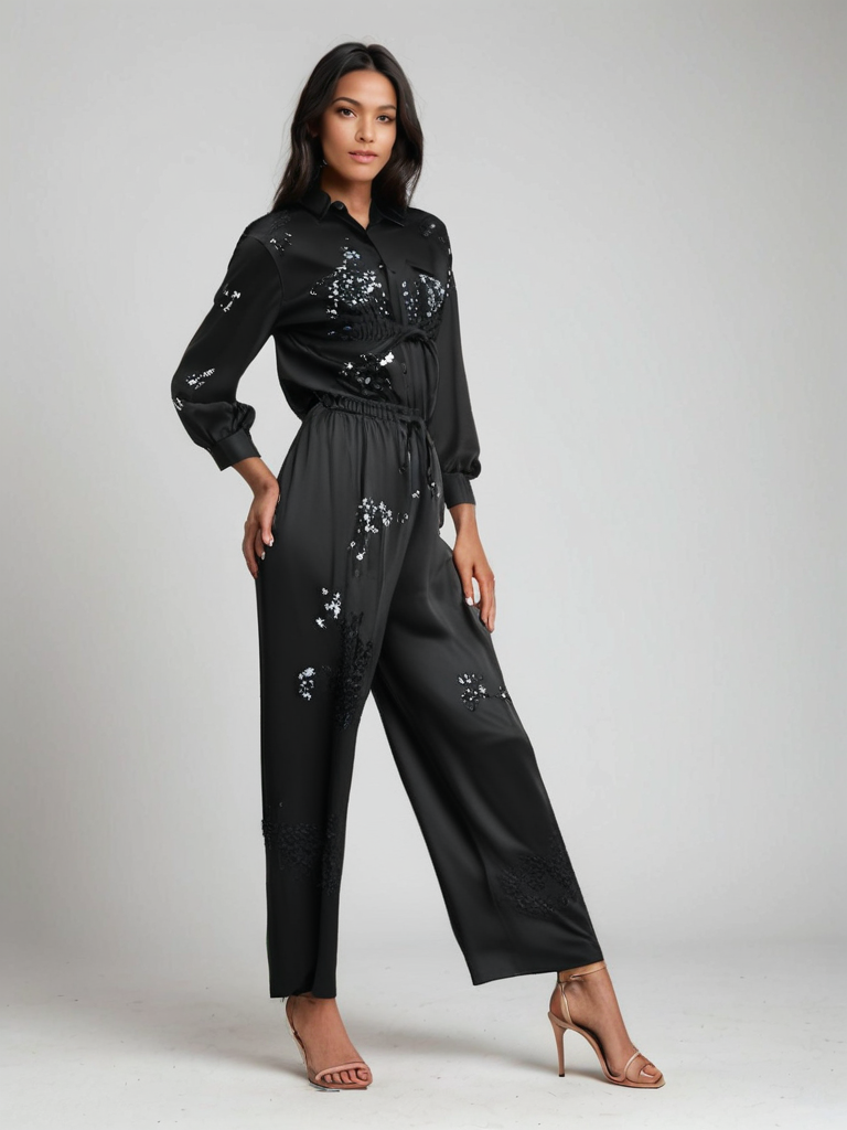 Anna™ | Elegant Jumpsuit med Paljetter & Justerbart Band