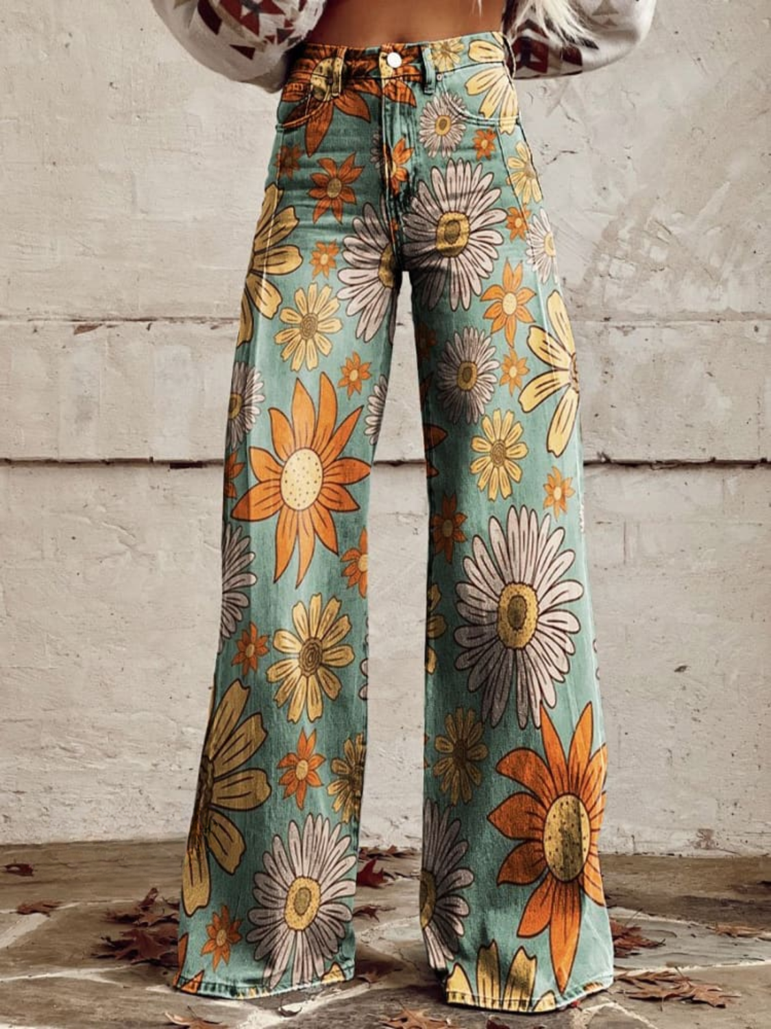 Katrien™ | Cirilla Vintage Palazzo Byxor med Blommönster
