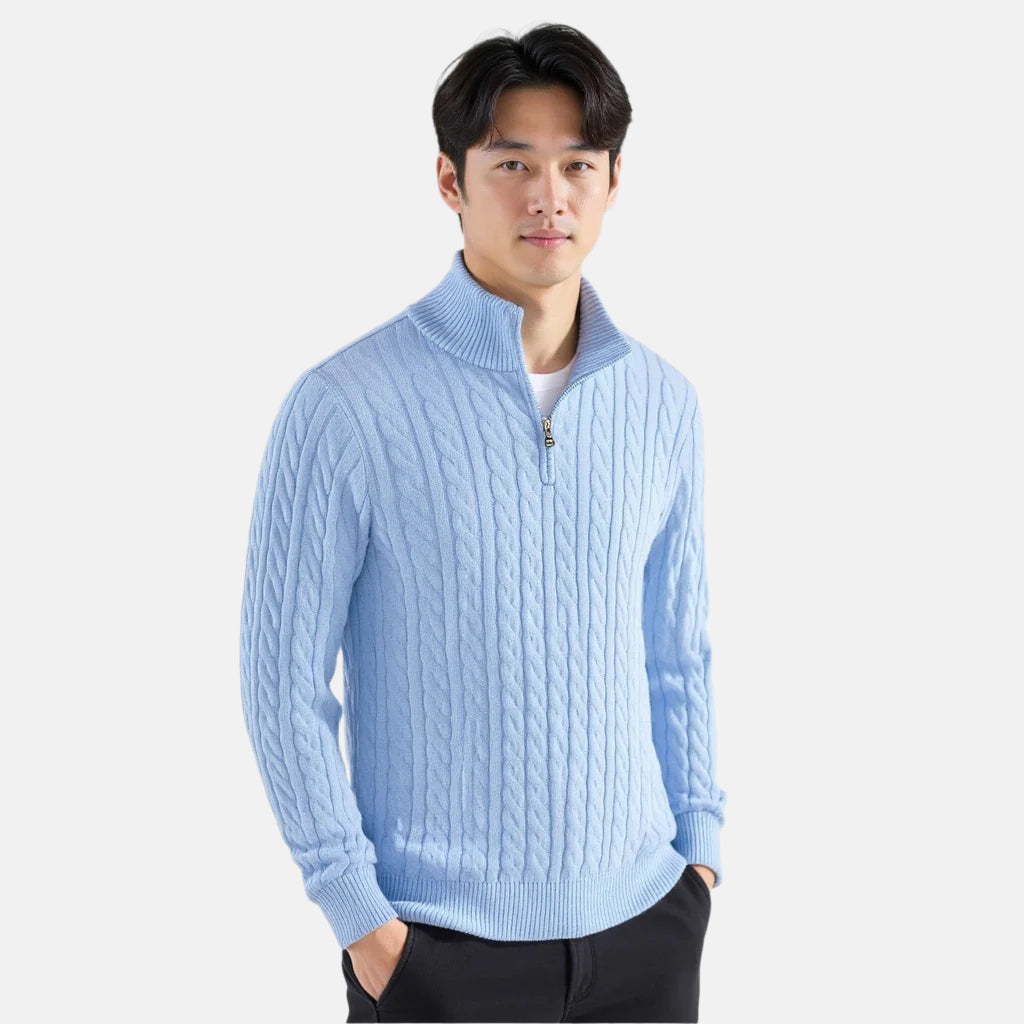 Taebaek™ | Kabelstickad Tröja med Dragkedja