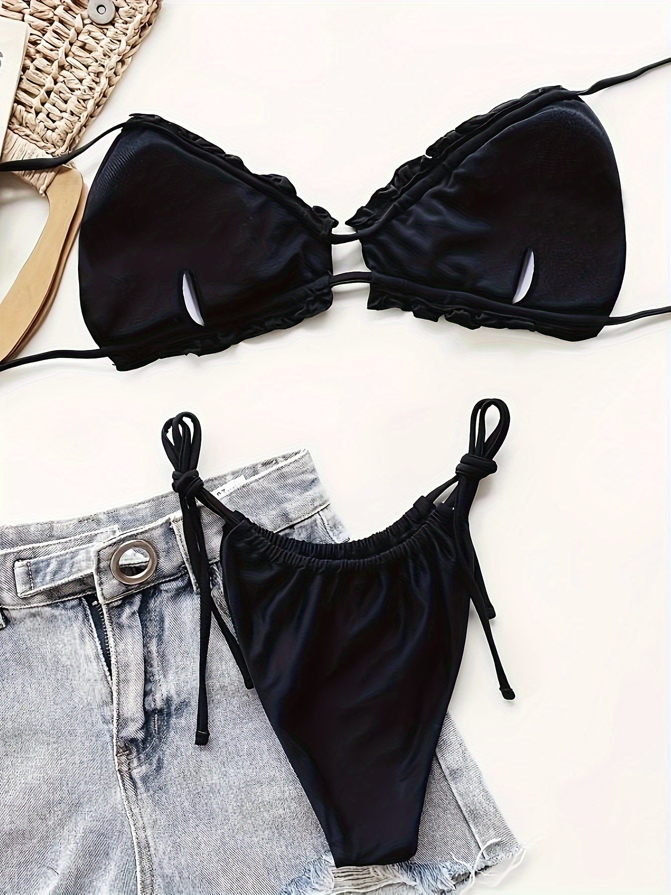 Cindy™ | Förförisk Halterbikini med Eleganta Fransar