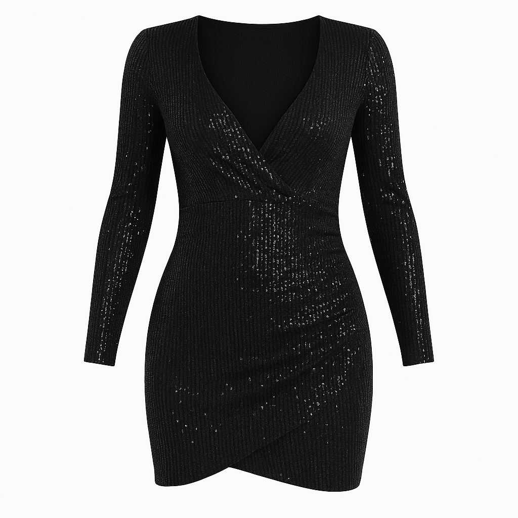 Sofia™ | Glittrande Paillett Bodycon Klänning med V-ringning för Damer