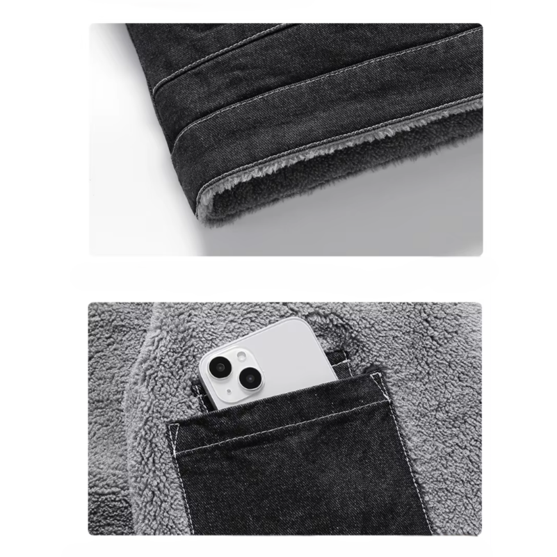 Giacca in Denim Foderata in Sherpa Asher
