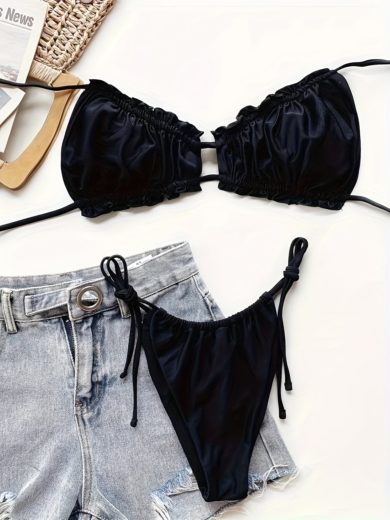 Cindy™ | Förförisk Halterbikini med Eleganta Fransar
