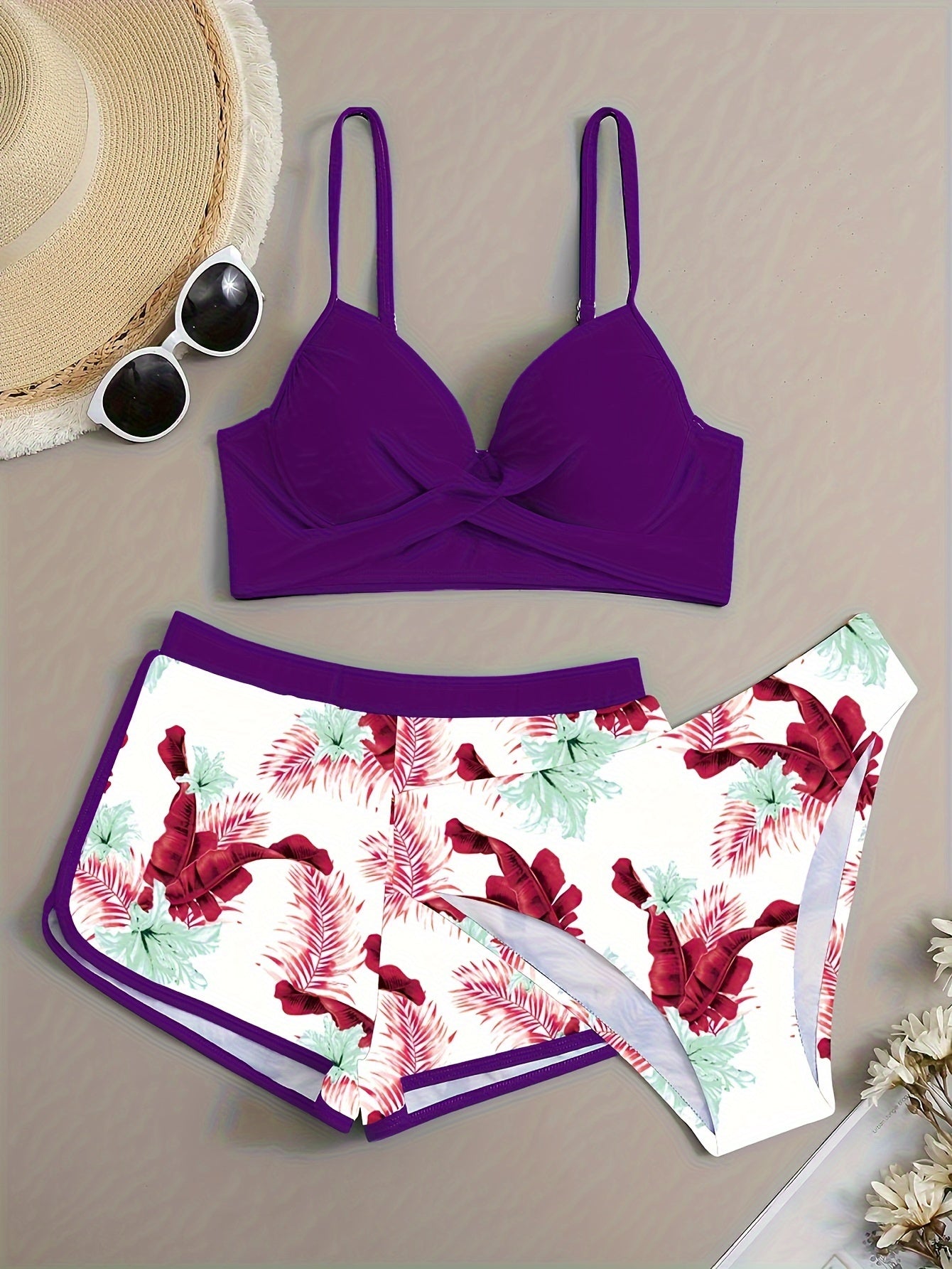 Nikkie™ | Förförisk 3-delad Bikini med Blommönster
