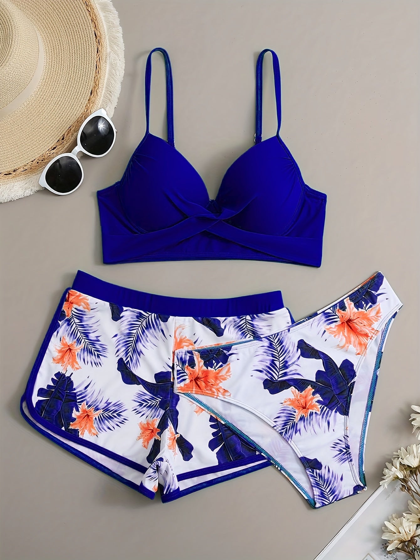 Nikkie™ | Förförisk 3-delad Bikini med Blommönster
