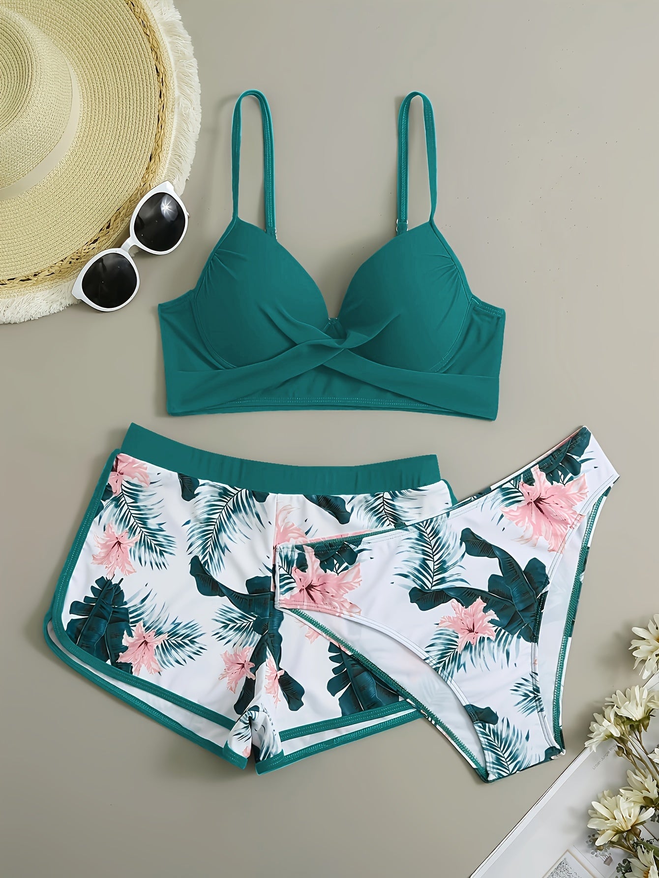 Nikkie™ | Förförisk 3-delad Bikini med Blommönster