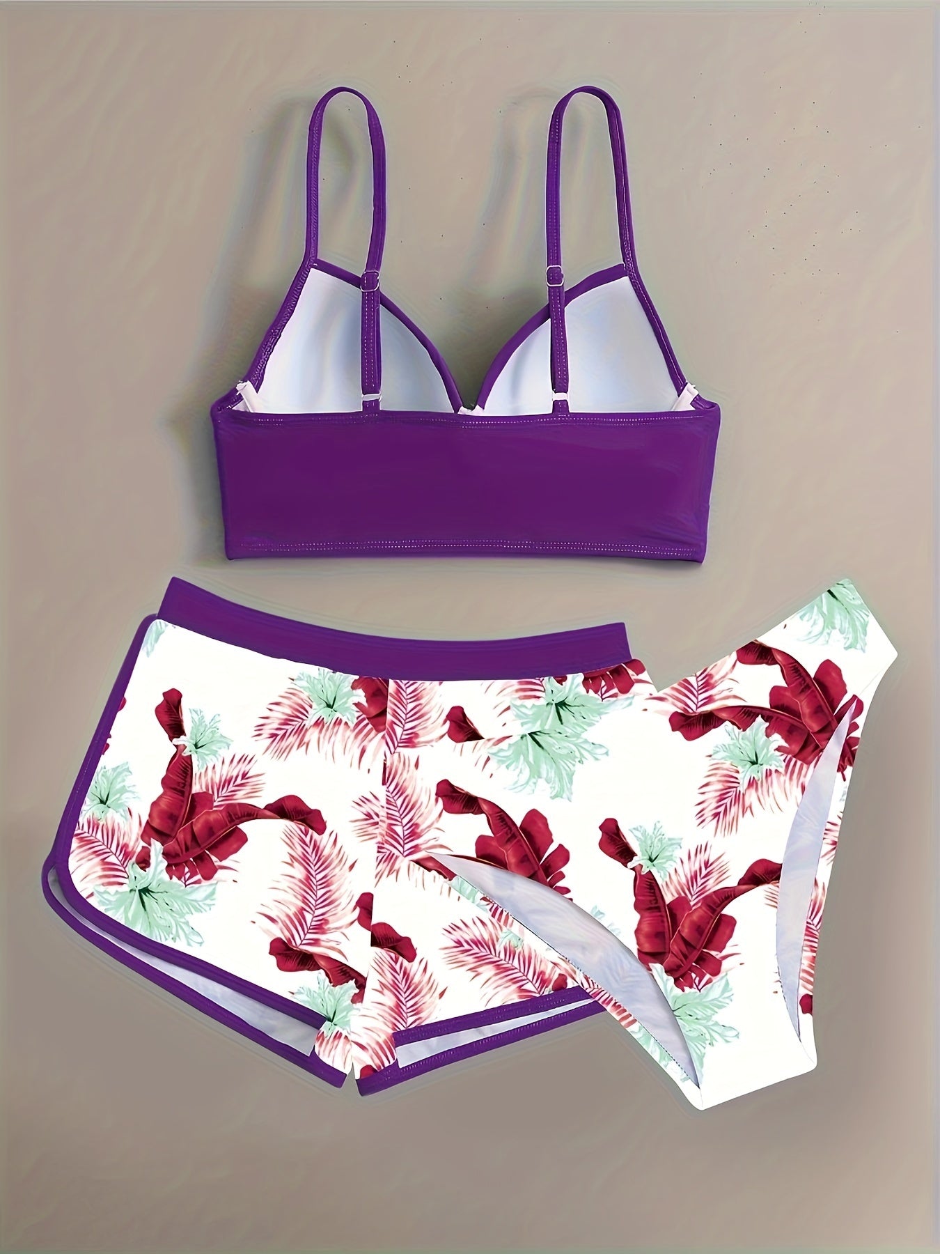 Nikkie™ | Förförisk 3-delad Bikini med Blommönster