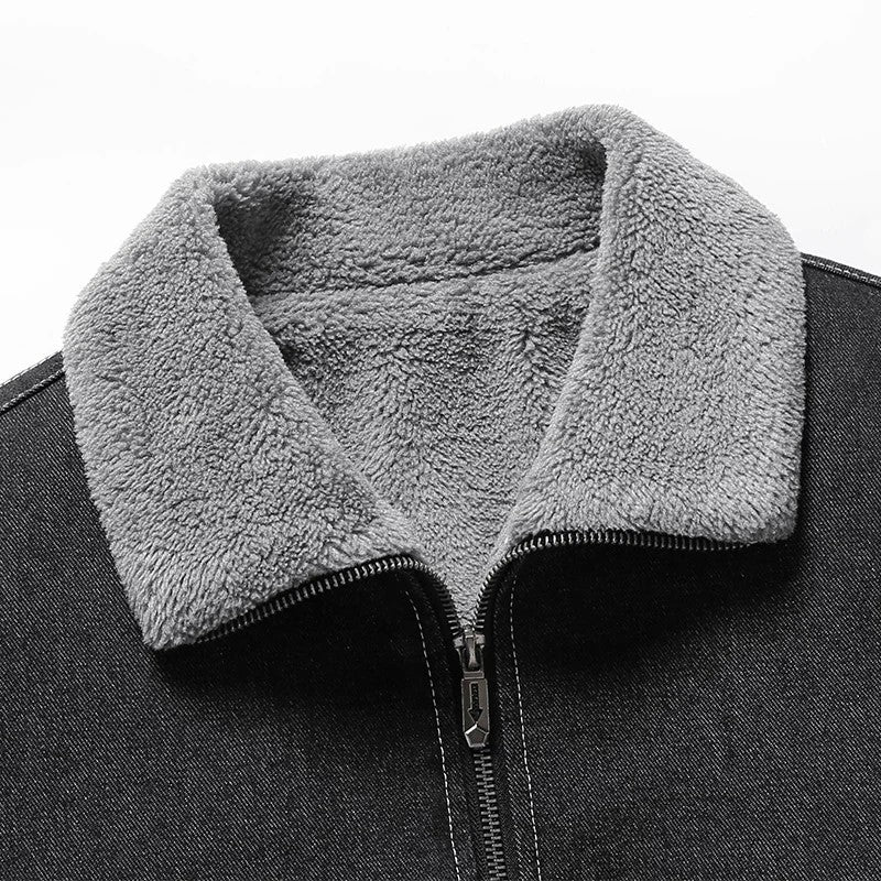Giacca in Denim Foderata in Sherpa Asher