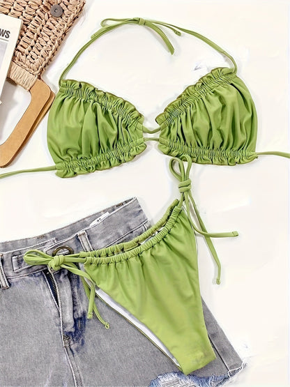 Cindy™ | Förförisk Halterbikini med Eleganta Fransar