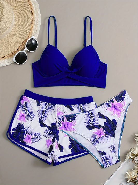 Nikkie™ | Förförisk 3-delad Bikini med Blommönster
