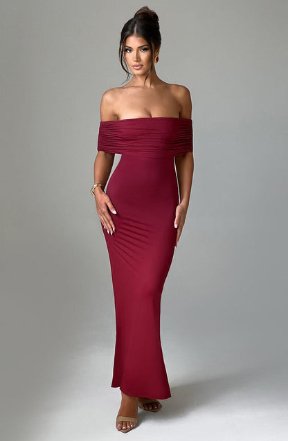 Trude™ | Elegant Bardot Maxi-klänning