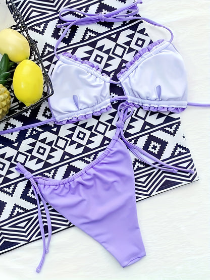 Cindy™ | Förförisk Halterbikini med Eleganta Fransar